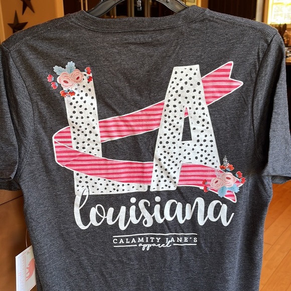NWT Calamity Jane’s Apparel Louisiana Charcoal Gray SS Tee, Sz M - Picture 10 of 13